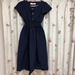【tocco closet 】紺色 半袖膝丈ワンピース