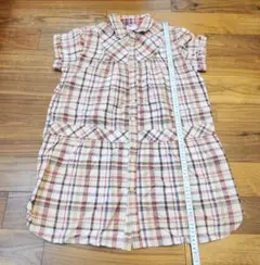 チェック柄ロングシャツ 茶系 Mのサムネイル
