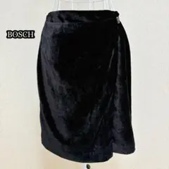 ●美品【BOSCH】ベロアラップ膝丈スカート（38）オフィスカジュアル