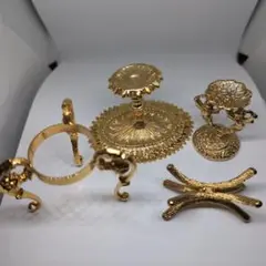 エッグアート　金メッキのスタンドセット　B