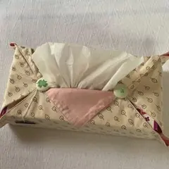 【訳あり】未使用品　ティッシュケース　ティッシュカバー　ハンドメイド　クローバー