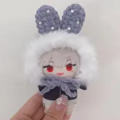 【紫キラうさぎf】にじぱぺっと　ぬい帽子　ぬい服　うさ耳　ニット帽 10cmぬい