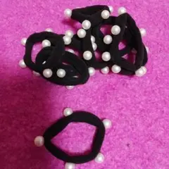 25924❤新品 ブラックパールヘアゴム1個