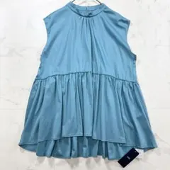 新品☆DRESSTERIOR フリルブラウス 半袖 ブルー - メルカリ