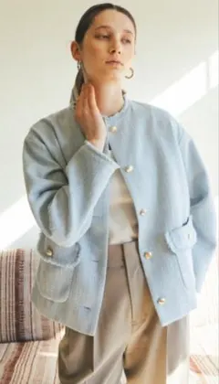 タグ付きN. ノーカラーツィードジャケット