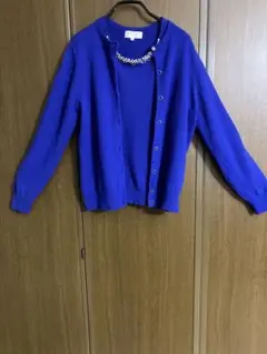 ALPHACUBICアルファキュービックカシミヤ混ニットアンサンブル Lサイズ青