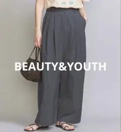 BEAUTY&YOUTH コットンナイロン　ワイドタックパンツ　L 春夏
