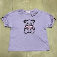 mezzo piano メゾピアノくま刺繍 パフスリーブTシャツ