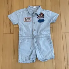 ディズニー　デニムオーバーオール　ミッキーマウス　しまむらコラボ　90