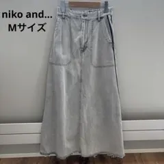 ニコアンド　デニムスカート　サイドライン　グレー　M