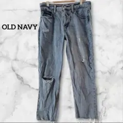 ✨１点物✨OLD NAVY ライトブルー ストレートデニム ダメージ加工ジーンズ