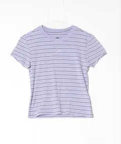 NIKE ナイキ　ボーダー ワンポイント 半袖 Tシャツ　Lサイズ　ライラックのサムネイル
