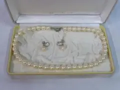 パール ネックレス イヤリングセット 真珠　44玉