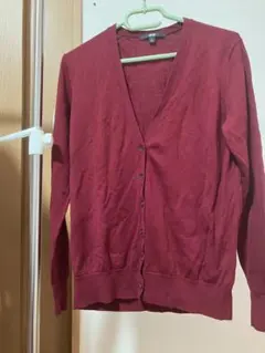 ファインメリノウールカーディガン　ユニクロ　XL　ワイン色えんじ色　毛100%
