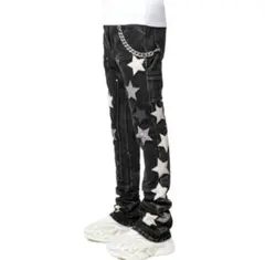 GUAPI 36 デニム　スターパッチ フレアデニム　ブラックのサムネイル