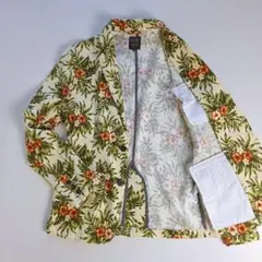 美品　BROWNY　メンズテーラードジャケット　総柄　花柄　麻混　リネン混