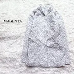 マゼンタ ライトアウター スタンドネックジャケット レオパード ヒョウ柄 個性的