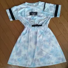 青と白のマーブル模様　 半袖ワンピース　Мサイズ
