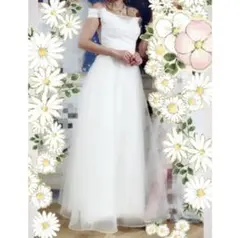 ホワイト オフショルダー ウェディングドレス