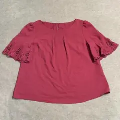 Debut de Fiore/半袖ブラウス/ピンク/フレア袖/花の刺繍/38のサムネイル