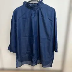 １２closet ネイビー フリルネック 七分袖シャツ