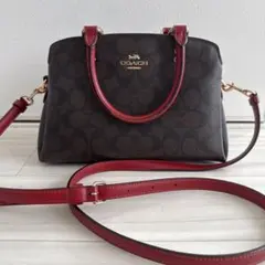 COACH ショルダーバッグ ダークブラウン/レッド