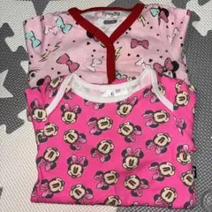 ミニーマウス柄ロンパース&カバーオール 2枚セット