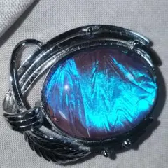 最終値下げ！お年玉価格！本物の蝶の翅　モルフォ ブローチ　ヴィンテージ