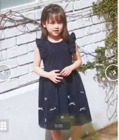 エニィファム　ネイビー フリル袖 ワンピース (100cm~)