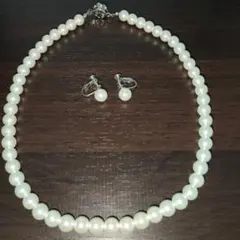 天然貝核本貝パールネックレス　イヤリング 冠婚葬祭