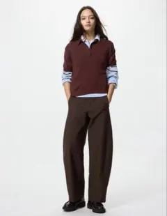 UNIQLO ジャージーバレルレッグパンツxs ダークブラウン