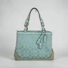 美品 COACH コーチ F29064 シグネチャー トートバッグ ブルー - メルカリ