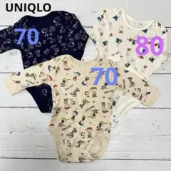 美品☆長袖ベビー肌着3枚　70 80 ユニクロ　ミッフィ　スヌーピー　ロンパース