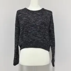 ⁠GUジーユー【M】ミックスニット クロップド丈 ドロップショルダー 黒