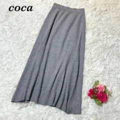コカ リブニットスカート グレー L ロング フレア ウエストゴム シンプル