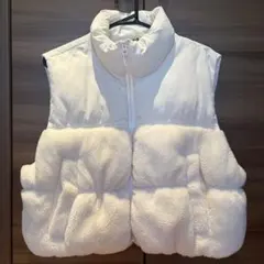ホワイト ボア ダウンベスト ノースリーブ