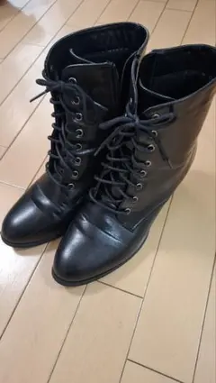 黒 ブーツ サイドジッパー付き　25.5センチ