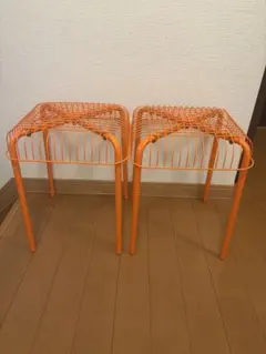 IKEAスツール オレンジ 2脚セット　イケアのサムネイル