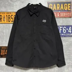 HUF ハフ 長袖 ワークシャツ ブラック L バックロゴ 刺繍 ストリート