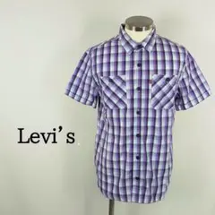 リーバイスLevi’sスタンダードフィット半袖シャツチェック柄青ブルーS