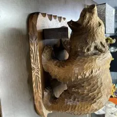 木製クマの彫刻 インテリア装飾