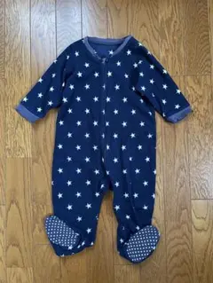 ネイビー 星柄 フリースロンパース 80cm