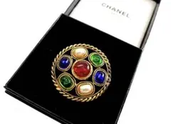 CHANEL シャネル 88年製 23 ヴィンテージ カラーストーン ブローチ