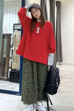 【人気スタッフプロデュース企画】ZIPフリルスカート カーキのサムネイル