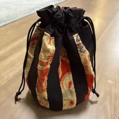 和風 赤と黒 ストライプ 巾着袋