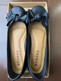 レディース　リボン　パンプス　ブラック