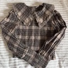 ZARA チェック柄 フリル襟 長袖ブラウス Mサイズ