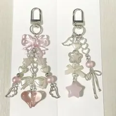 ビーズキーホルダー　ピンク　韓国　y2k コレクトブック　2点セット