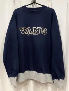 90s VANS バンズ　スウェット ネイビー ロゴ 刺繍 アメカジ SK8
