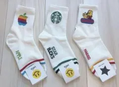 韓国　レディースソックス　オモシロ靴下　スタバ　アップル　ハリボ